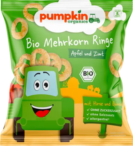 Bio Mehrkorn Ringe mit Apfel & Zimt ab dem 8.Monat von PUMPKIN ORGANICS