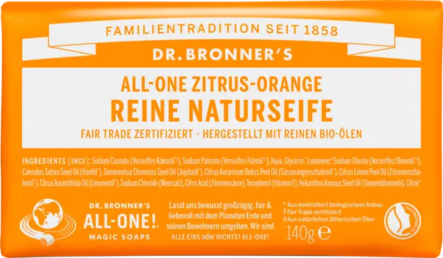 Reine Naturseife Zitrus-Orange von DR.BRONNERS
