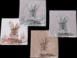 Servietten Hase Krümel Floral Blume Papier dunkelgrau/grau/hellbraun/weiß von BOLTZE