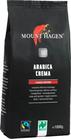 Bio Arabica Crema ganze Bohnen von MOUNT HAGEN