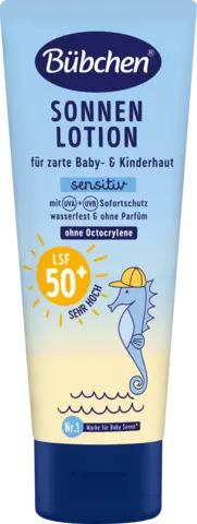Sonnenlotion für zarte Baby-und Kinderhaut Sensitive LSF 50+ von BUEBCHEN