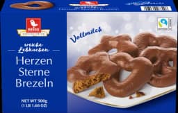 Weiche Lebkuchen Herzen Sterne Brezeln Vollmilch von WEISS