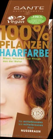 100% Pflanzen, Nussbraun, für mittelblondes bis mittelbraunes Haar von SANTE