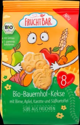 Bio Bauernhof-Kekse mit Birne Apfel Karotte und Süßkartoffel von FRUCHTBAR