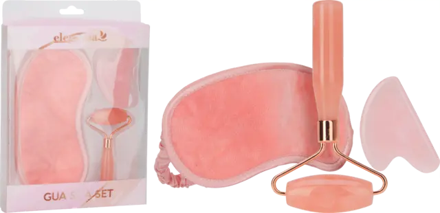 Beauty-Set Schlafmaske/Gua Sha/Gesichtsroller rosa 3-teilig von DIV.SAISONMARKEN