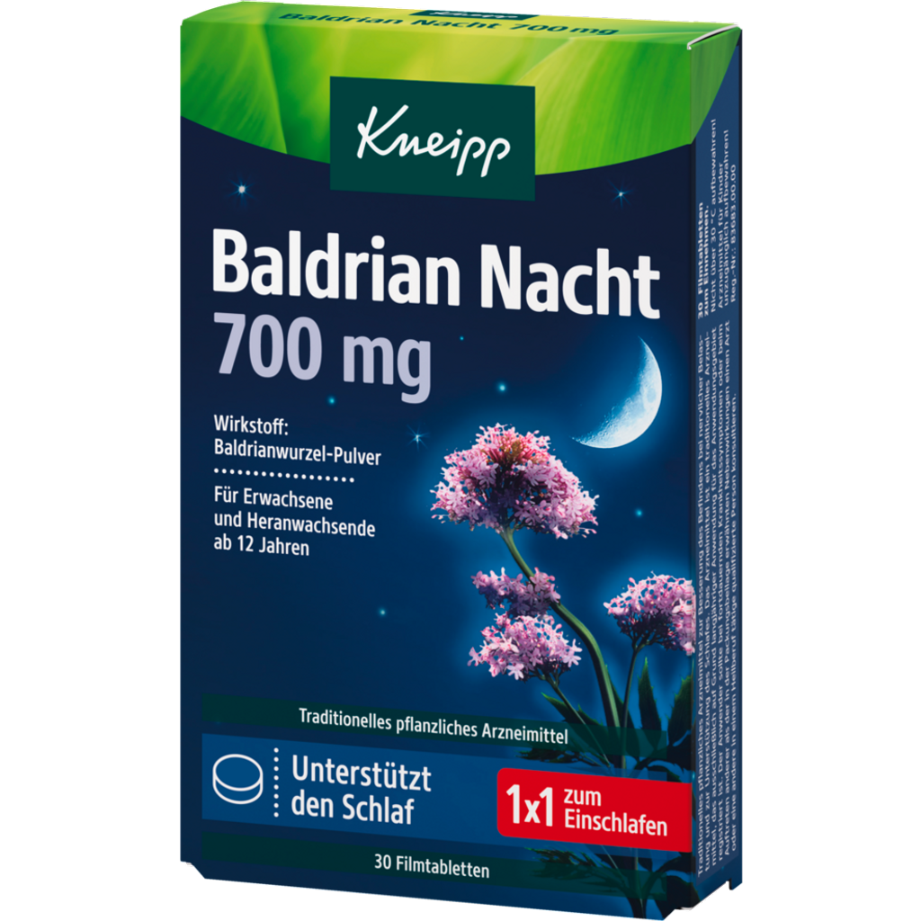 Baldrian Nacht 700 mg, Wirkstoff: Baldrianwurzel-Pulver, 30 Tabletten