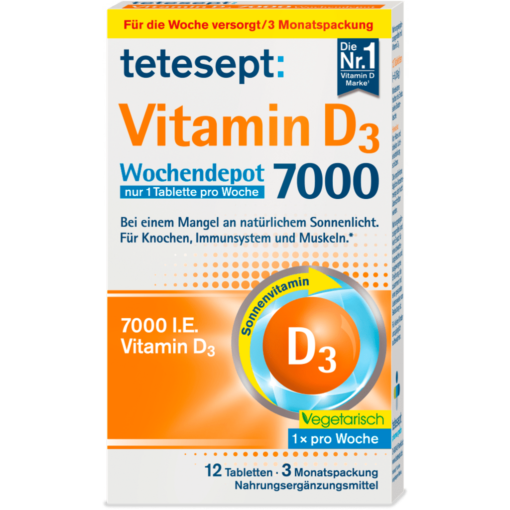 Vitamin D3 7000 Wochendepot, 12 Stück